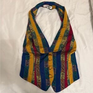 Vintage Colorful Striped Halter Vest